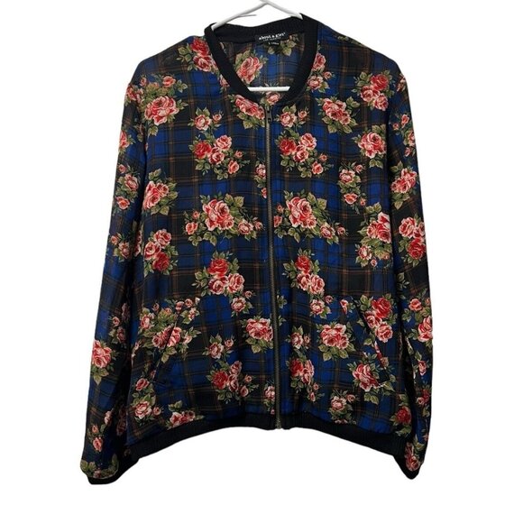 About‎ A Girl Jacket Women Size XL Floral Full Zip Navy Floral Cottagecore Boho - Picture 1 of 15